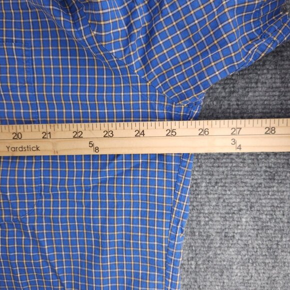 Faconnable Button-Down Cotton Check Blue XL Shirt Mens Pocket Long Sleeve Adult - Picture 11 of 13